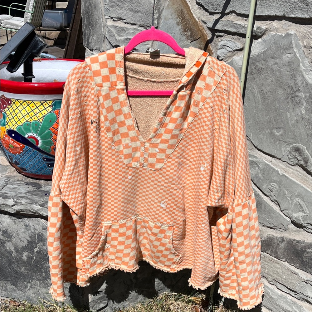 Magnolia Pearl Orange Checkered Hoodie